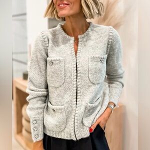 J. Crew Soft Gray Textured Sweater Lady Jacket NWOT